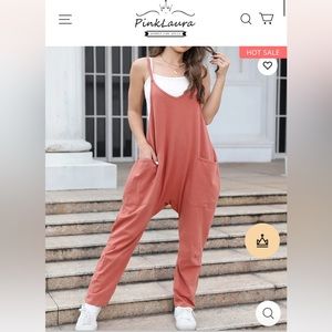 Pink Laura Wide Leg Jumpsuit with Pockets